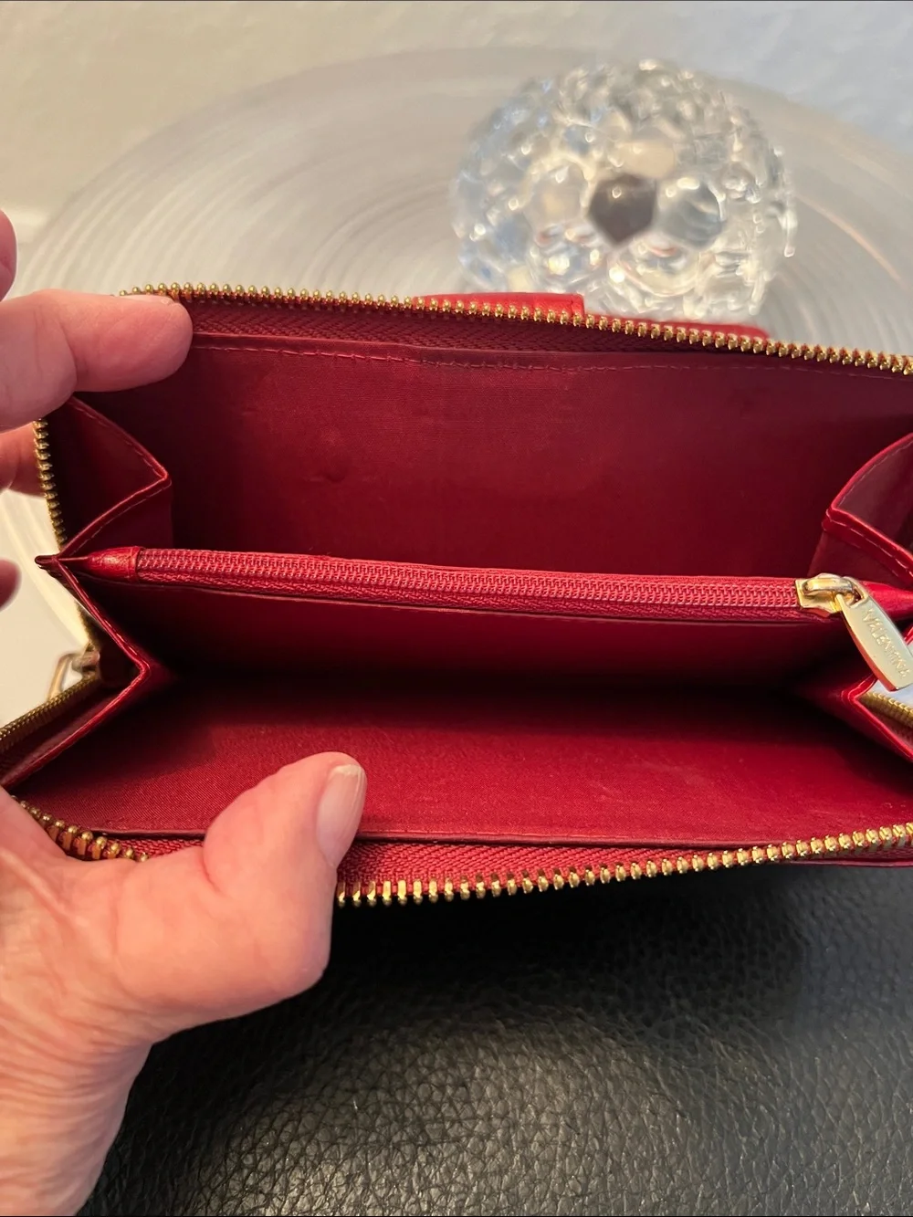 VALENTINA authentic Tulip Women's Red Embossed Leather Wallet